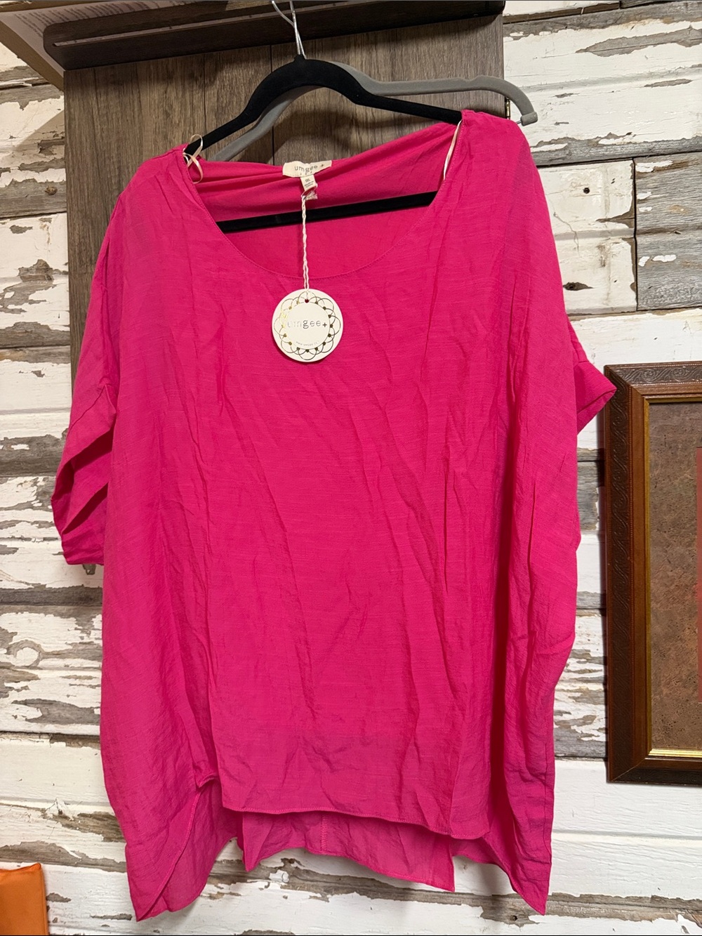 Umgee Hot Pink Scoop Neck Tunic Top